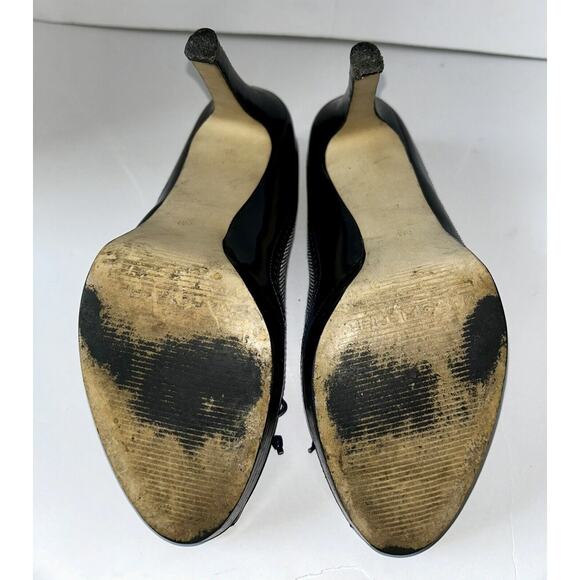 Marc Fisher 8M Navy & Gray Leather & Canvas 4 Inch Heel MFVICA - Picture 5 of 5